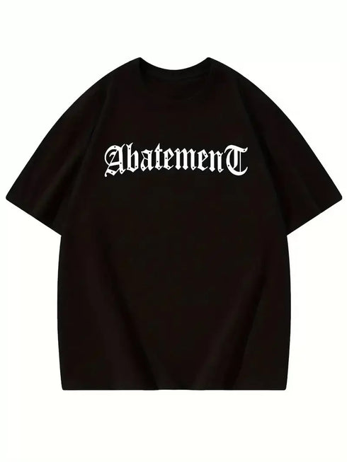 Örümcek Ağı Desenli Baskılı Oversize Bisiklet Yaka T-shirt - Siyah