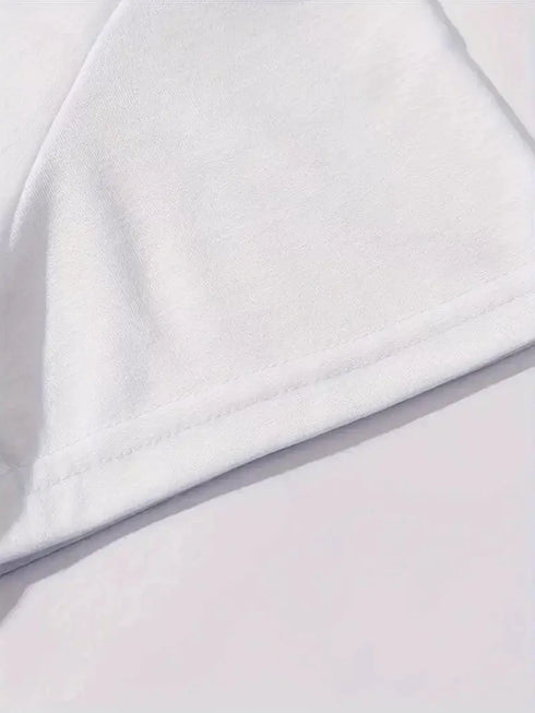 Baskılı Oversize Kahve Desenli Kadın T-shirt - Beyaz