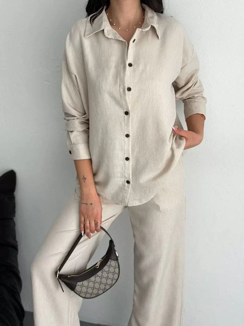 Gömlek Pantolon ikili Takım - Kırık Beyaz