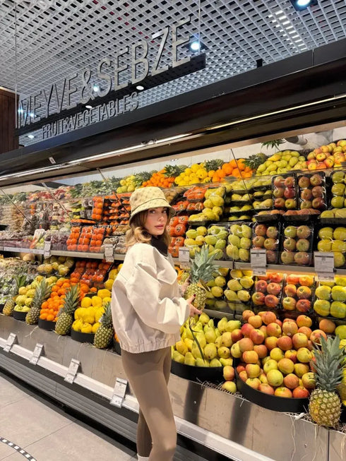 Çift Yakalı Ceket Mont - Beyaz