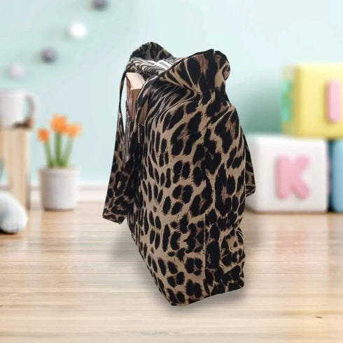 Leopar Desenli Piknik ve Deniz Cepli Fermuarlı Çanta - Leopar