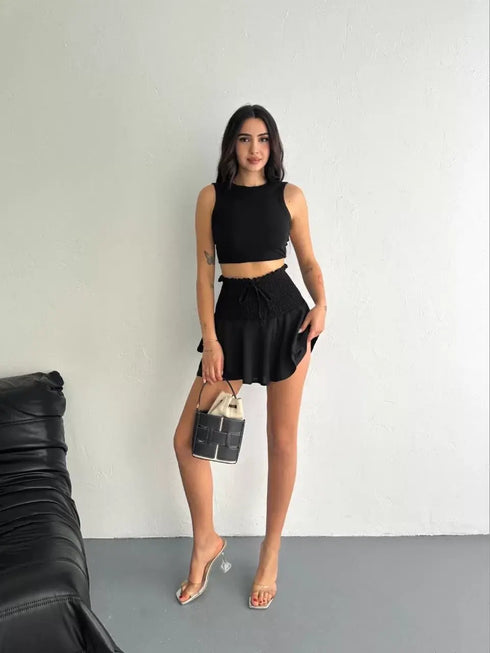 Ayrobin Şortlu Etek - Siyah