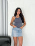Osy Modal Yumuşak Dokulu Kumaş Bisiklet Yaka Kadın Sıfır Kol Bluz Omuz Toka Aksesuar Detaylı - Antrasit