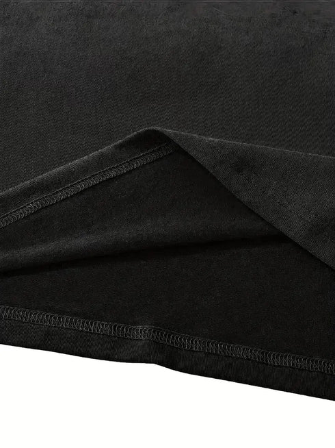 fiyonk baskılı siyah oversize unisex t-shirt- Siyah