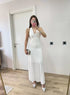Sırt dekolteli Uzun Kollu Elbise - Beyaz