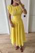 Kadın Kolsuz Bel Detaylı Yazlık Poplin Kumaş Uzun Elbise - Sarı
