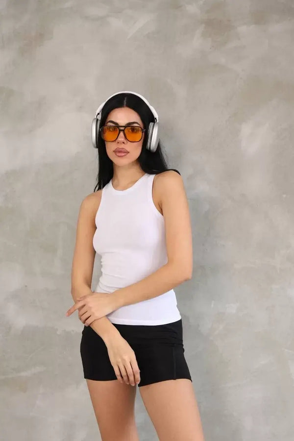 Kadın Kolsuz Badi bluz - Beyaz