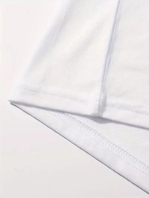 Baskılı Oversize Kahve Desenli Kadın T-shirt - Beyaz