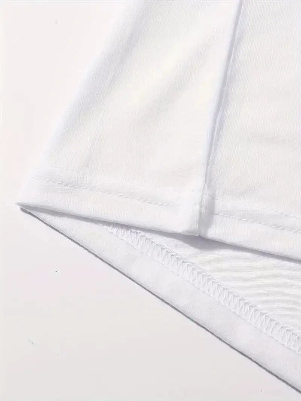 Baskılı Oversize Kahve Desenli Kadın T-shirt - Beyaz