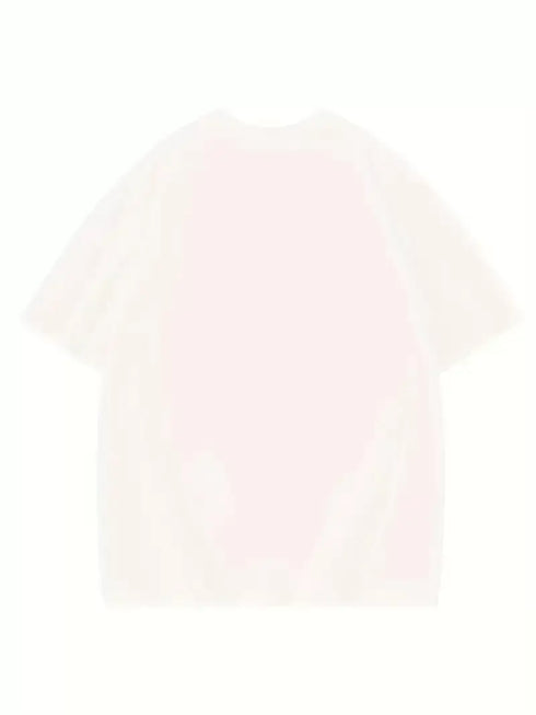 Thousand Baskılı Oversize Bisiklet Yaka T-shirt - Beyaz