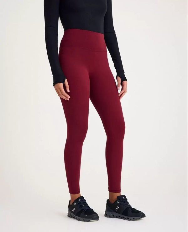 Nonofit Yüksek bel Düz Sporcu Tayt - Bordo