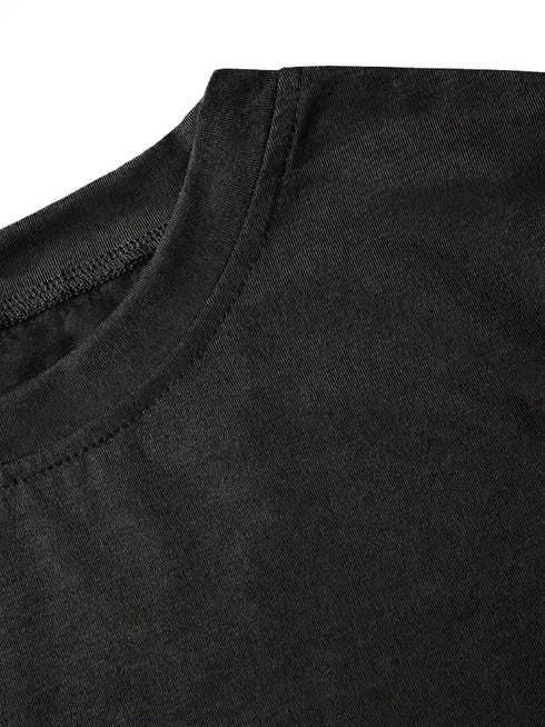 fiyonk baskılı siyah oversize unisex t-shirt- Siyah