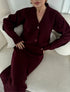 V Yaka 3 Düğmeli Hırka Takım Triko İkili Etekli - Bordo