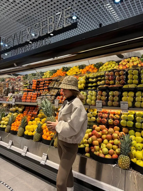 Çift Yakalı Ceket Mont - Beyaz