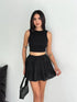 Keten Şortlu Etek - Siyah
