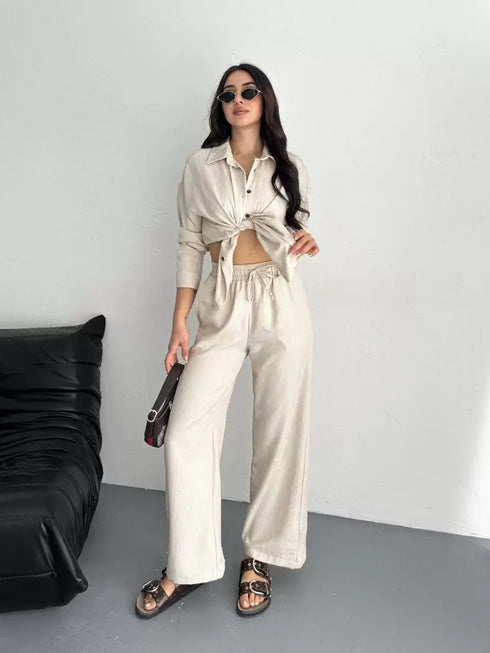 Gömlek Pantolon ikili Takım - Kırık Beyaz