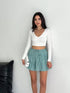 Keten Şortlu Etek - Su Yeşili