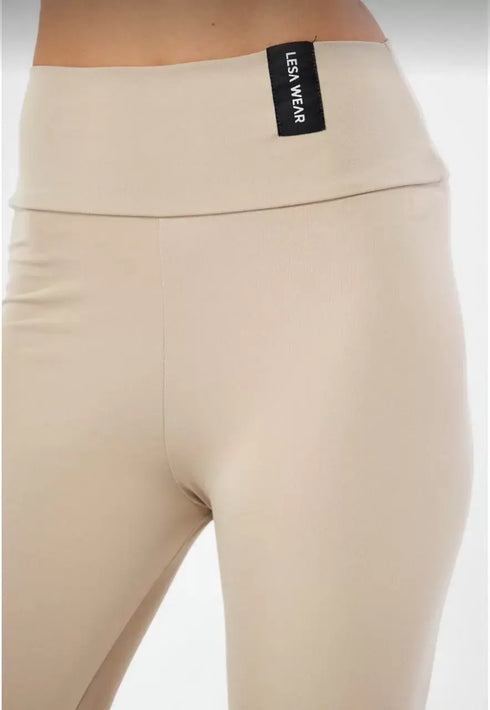 Kışlık Yüksek Bel Toparlayicı ve Sıkılaştırıcı Likralı Şardonlu Tayt - Bej