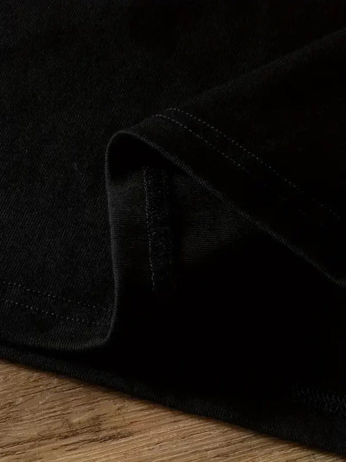 Ayı Baskılı Oversize Bisiklet Yaka T-shirt - Siyah