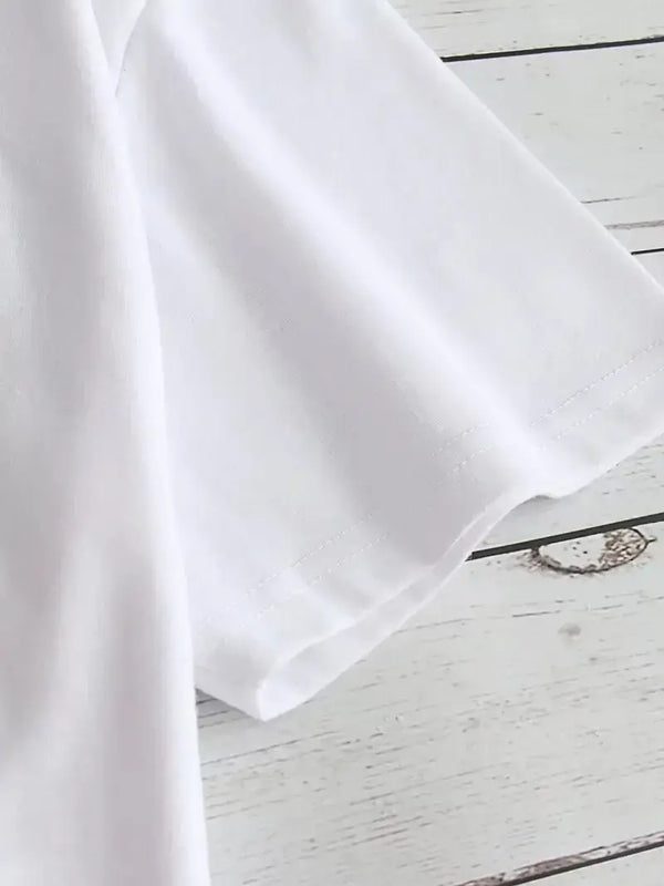 Kadın Beyaz "I've Got Your Back" Grafik Tişört - Eğlenceli Çubuk Tasarımlı Oversize Günlük Kısa Kollu Tişört, Polyester Örgü, Yuvarlak Yaka, İlkbahar ve Yaz için Mükemmel, Günlük Giyim Tişört | Eğlenceli Tasarım | Polyester Kumaş - Beyaz