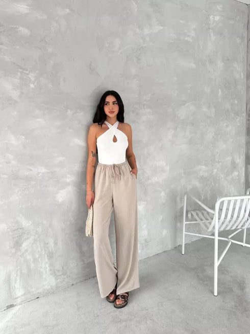 Ayrobin Oversize Kadın Pantalon - Bej