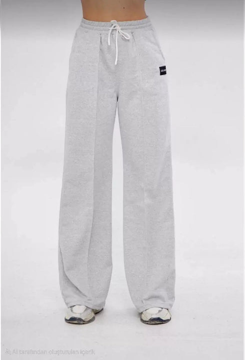 İki iplik Bol Paça Eşofman Pantalon - Gri