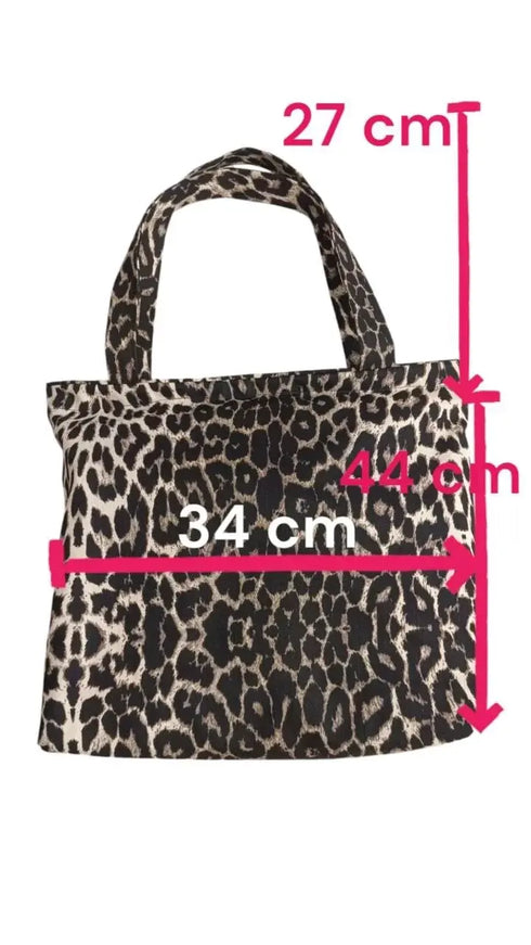 Leopar Desenli Piknik ve Deniz Cepli Fermuarlı Çanta - Leopar