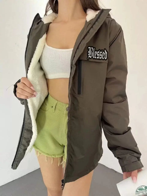 Unisex Tam Kalıp Kapüşonlu İçi Kürklü Mont - Kahverengi