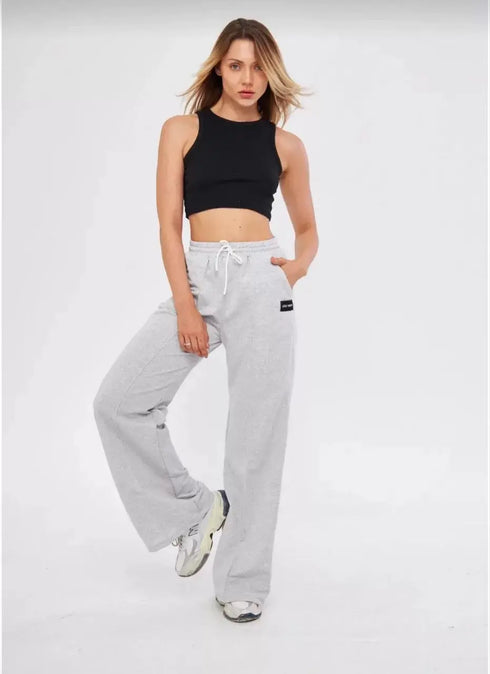 İki iplik Bol Paça Eşofman Pantalon - Gri