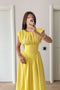 Kadın Kolsuz Bel Detaylı Yazlık Poplin Kumaş Uzun Elbise - Sarı