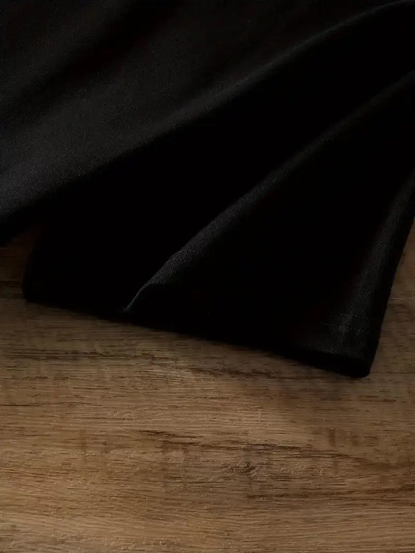 Ayı Baskılı Oversize Bisiklet Yaka T-shirt - Siyah