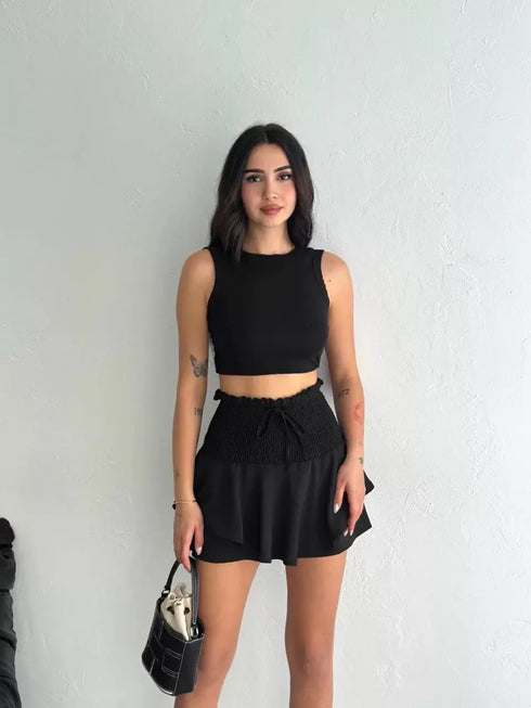 Ayrobin Şortlu Etek - Siyah