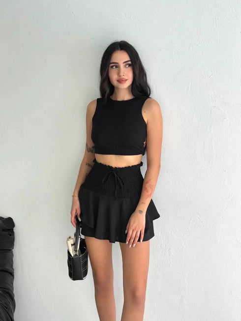 Ayrobin Şortlu Etek - Siyah