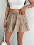 Keten Şortlu Etek - Açık Kahve