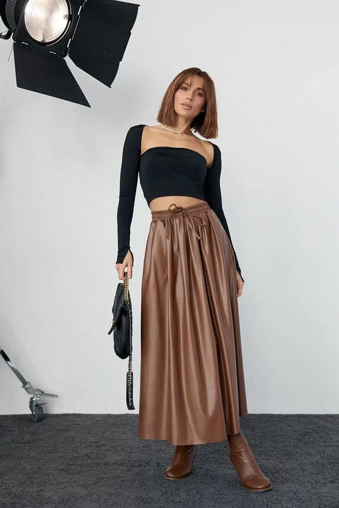 Kara Yaka Uzun Kollu Crop - Siyah