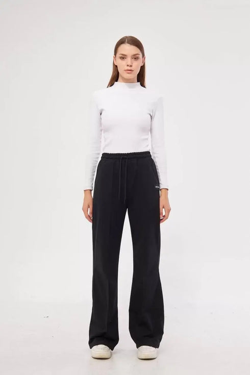 İki iplik Bol Paça Eşofman Pantalon - Siyah