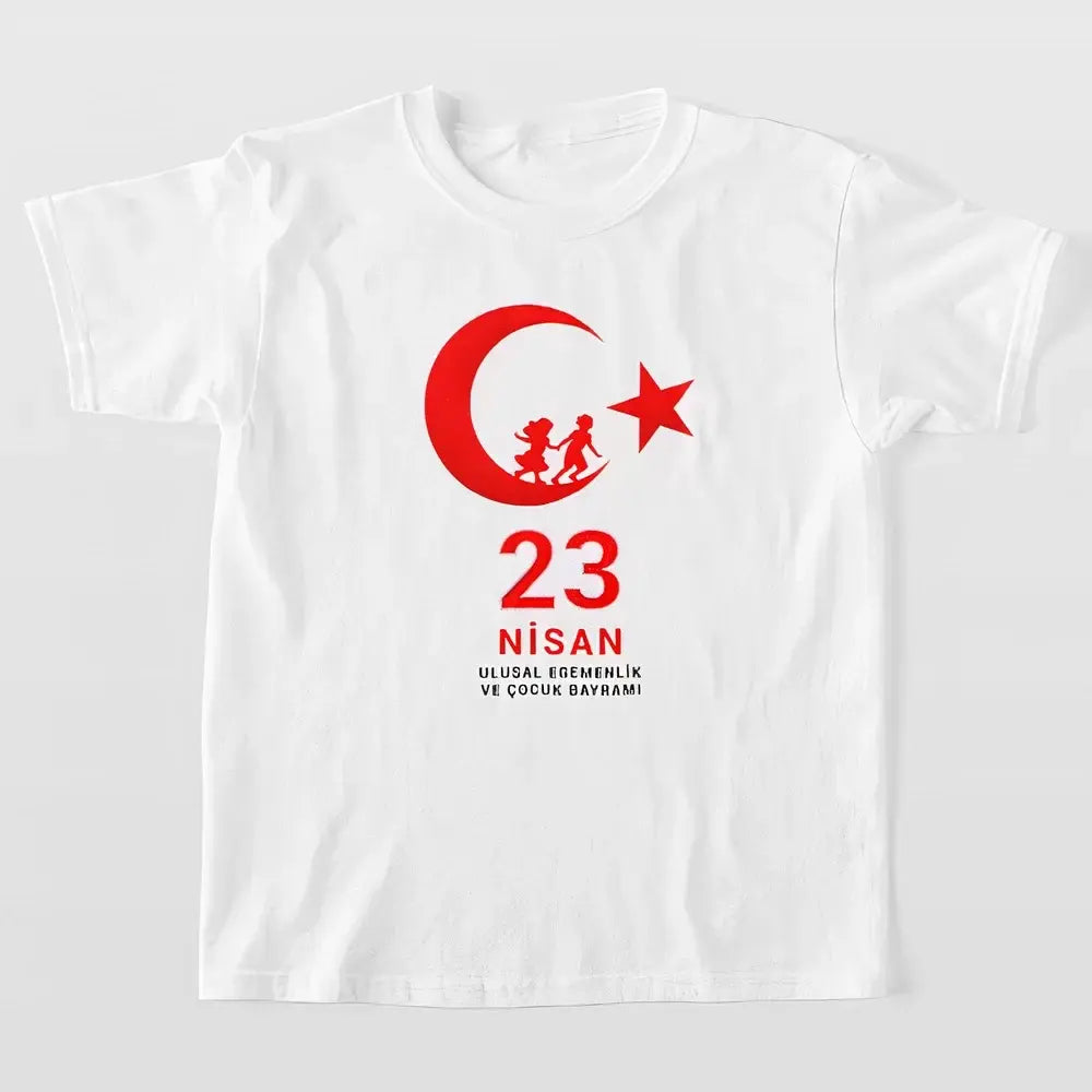 23 Nisan Çocuk Bayramı Baskılı Özel T-shirt - Beyaz