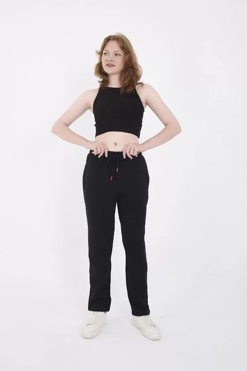 Unisex Üç İplik Basic Eşofman Pantolon - Siyah